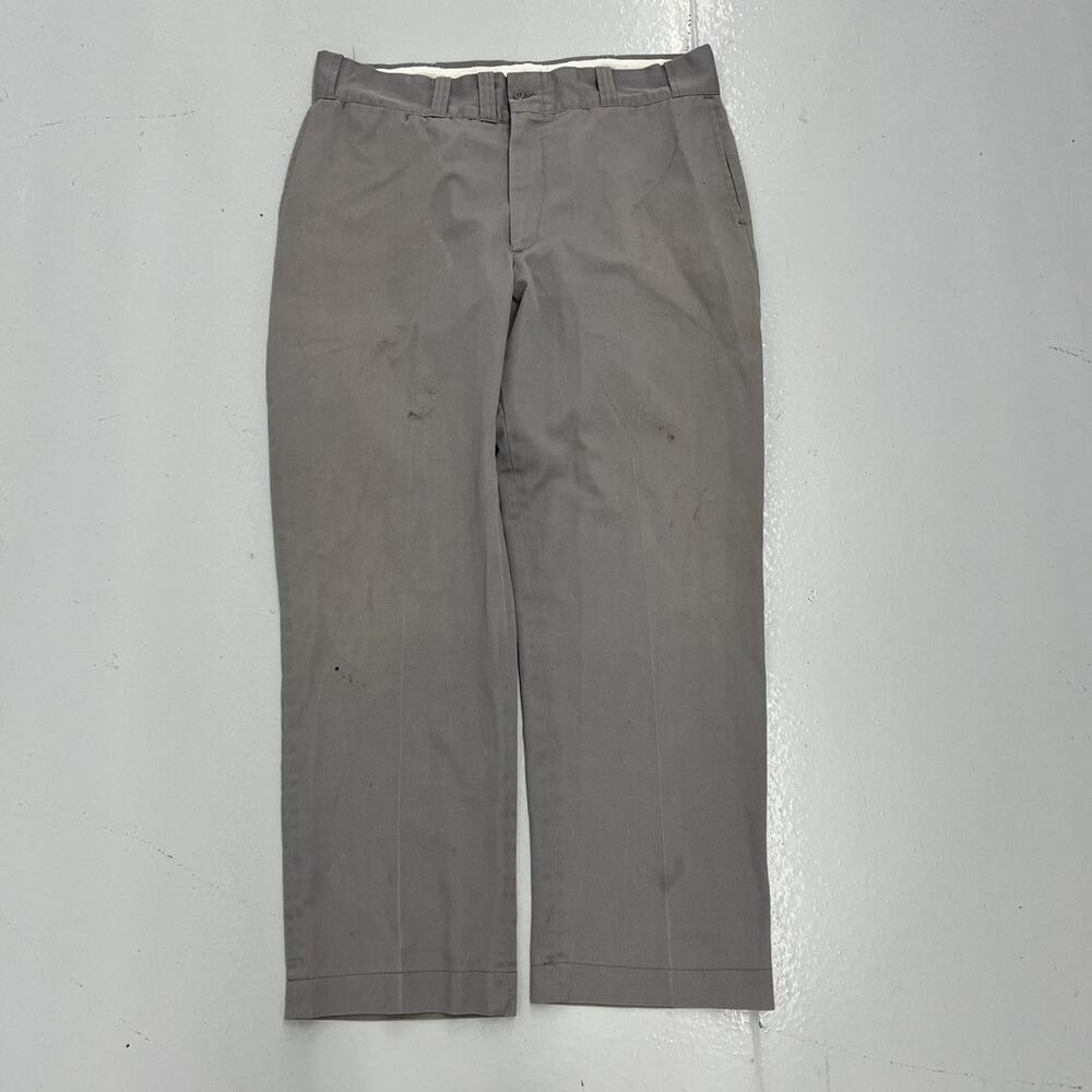 Vintage 60s Red Camel Grey Wide Leg Workwear Chinos 38x30